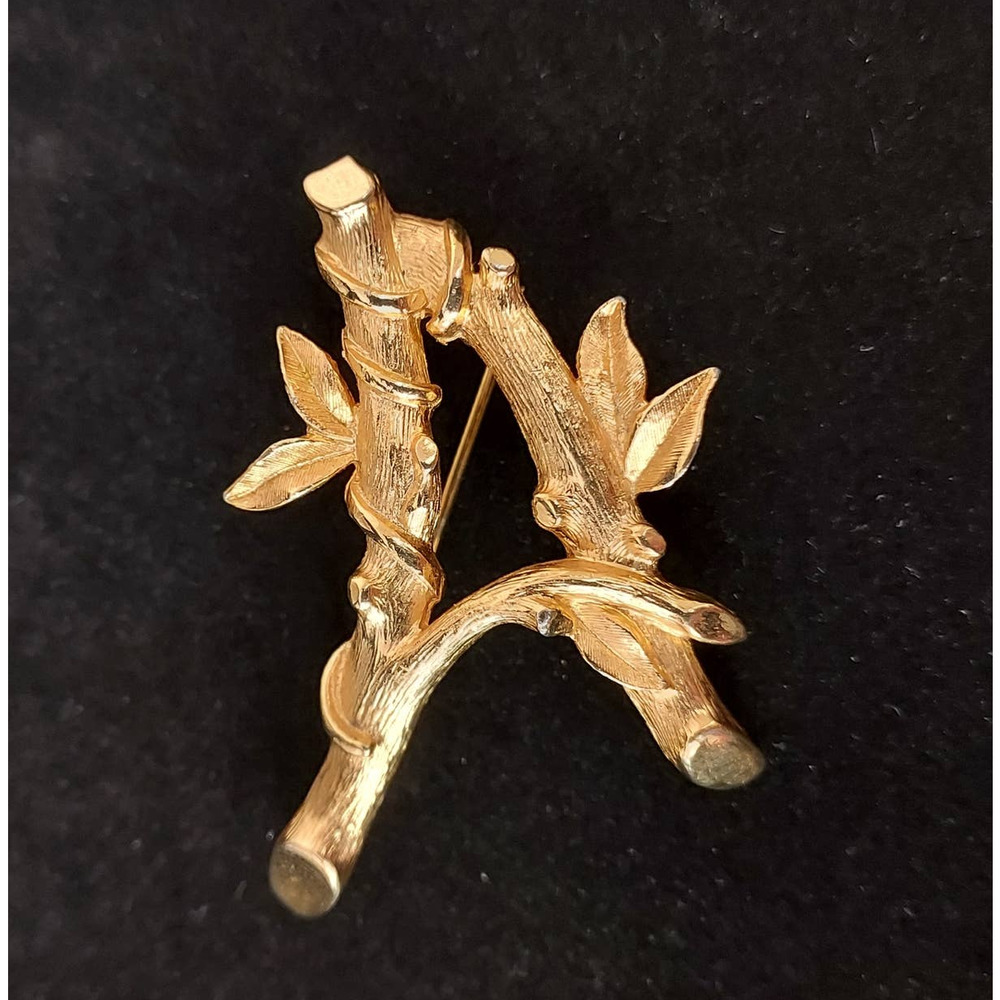 Sarah Coventry Gold Tone A Initial Tree Branch Brooch